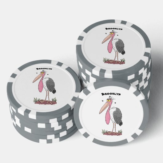 Funny marabou stork cartoon poker chips (Opstapeling)