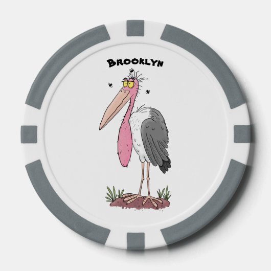 Funny marabou stork cartoon poker chips (Voorkant)