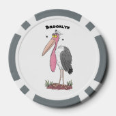 Funny marabou stork cartoon poker chips (Achterkant)