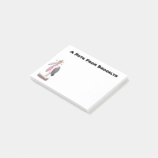 Funny marabou stork cartoon post-it® notes (Schuin)