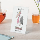 Funny marabou stork cartoon reclamebord met voetstuk (Insitu)