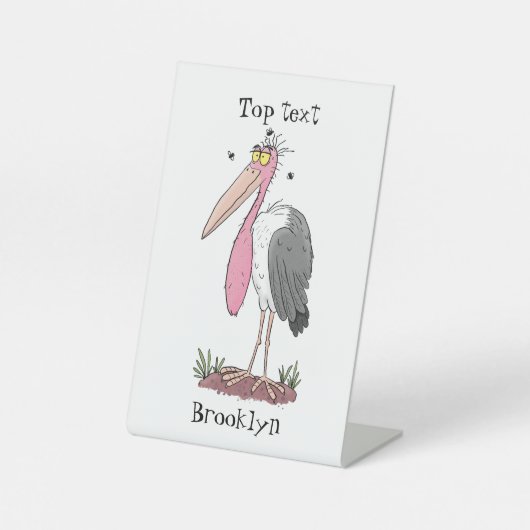 Funny marabou stork cartoon reclamebord met voetstuk (Voorkant)