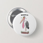 Funny marabou stork cartoon ronde button 5,7 cm (Voorkant /achterkant)