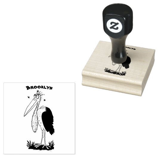 Funny marabou stork cartoon rubberstempel (Gestempeld)