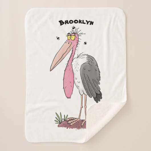 Funny marabou stork cartoon sherpa deken (Voorkant)