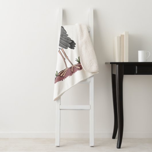 Funny marabou stork cartoon sherpa deken (In situ)