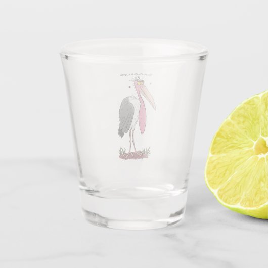 Funny marabou stork cartoon shot glas (Achterkant)