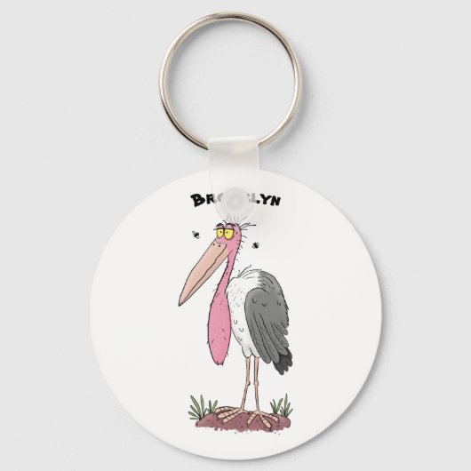 Funny marabou stork cartoon sleutelhanger (Voorkant)