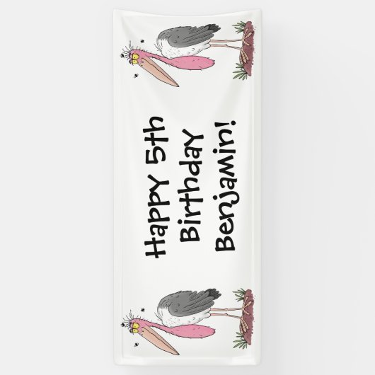 Funny marabou stork cartoon spandoek (Verticaal)