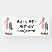 Funny marabou stork cartoon spandoek (Horizontaal)