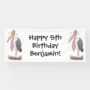 Funny marabou stork cartoon spandoek