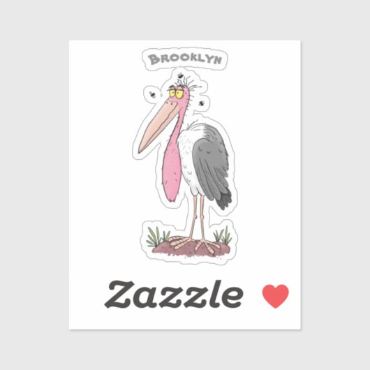 Funny marabou stork cartoon sticker (Vel)