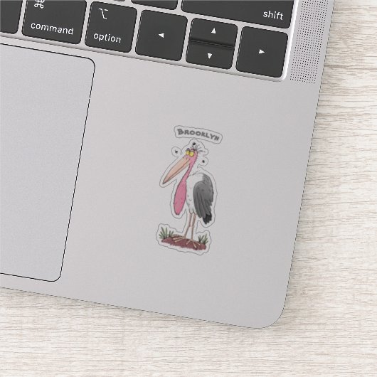 Funny marabou stork cartoon sticker (Detail)