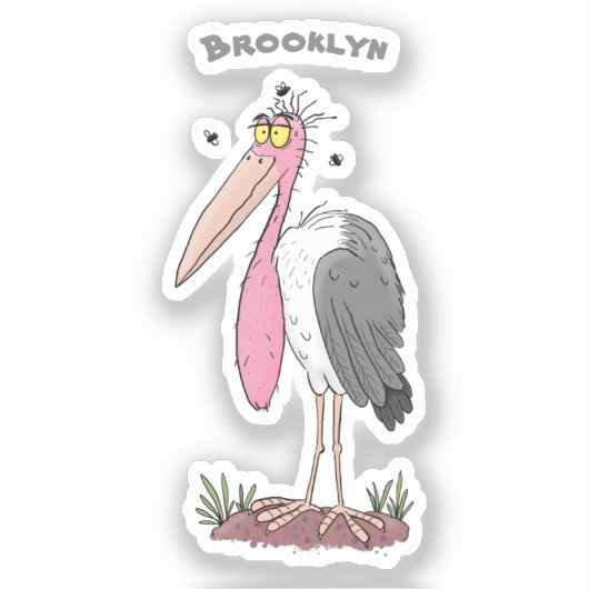 Funny marabou stork cartoon sticker (Voorkant)