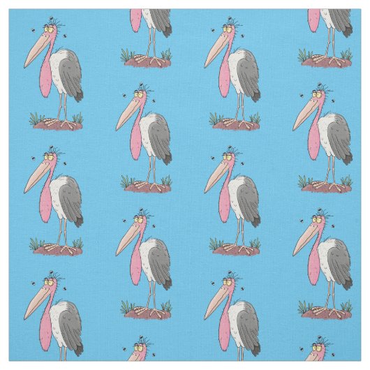Funny marabou stork cartoon stof (Swatch)