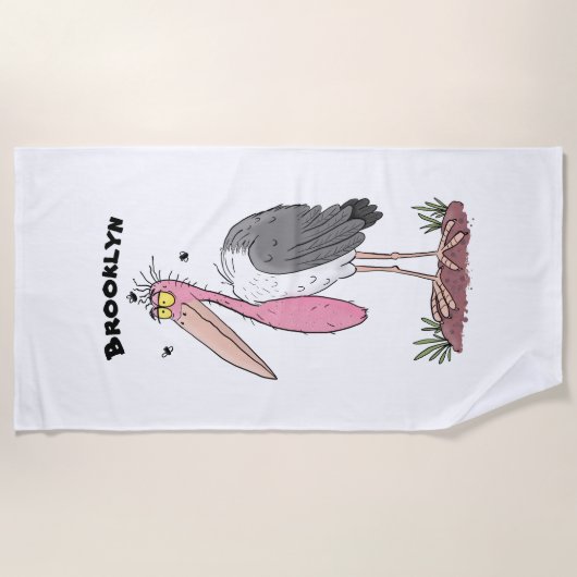 Funny marabou stork cartoon strandlaken (Voorkant)