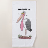 Funny marabou stork cartoon strandlaken (Voorkant)