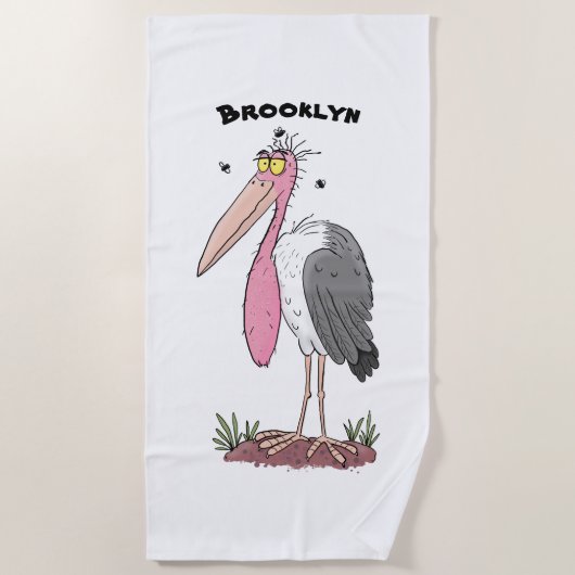 Funny marabou stork cartoon strandlaken (Voorkant)