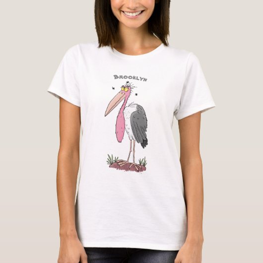 Funny marabou stork cartoon t-shirt (Voorkant)