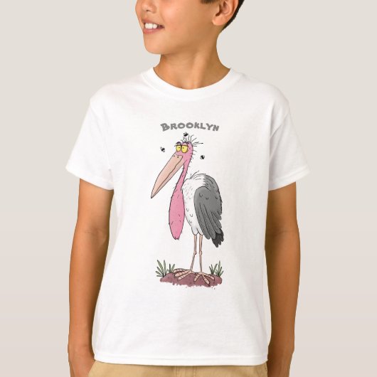 Funny marabou stork cartoon t-shirt (Voorkant)