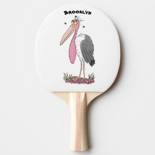 Funny marabou stork cartoon tafeltennisbatje (Voorkant)