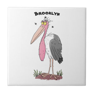 Funny marabou stork cartoon tegeltje