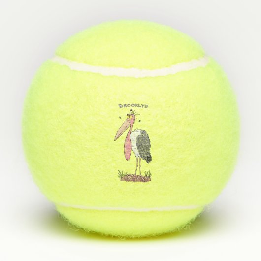 Funny marabou stork cartoon tennisballen (Achterkant)