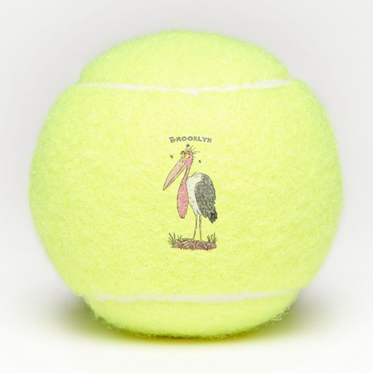 Funny marabou stork cartoon tennisballen (Voorkant)