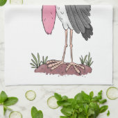 Funny marabou stork cartoon theedoek (Gevouwen)