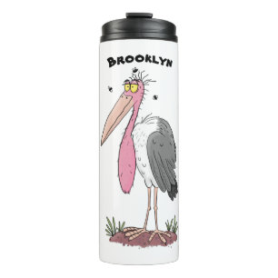 Funny marabou stork cartoon thermosbeker