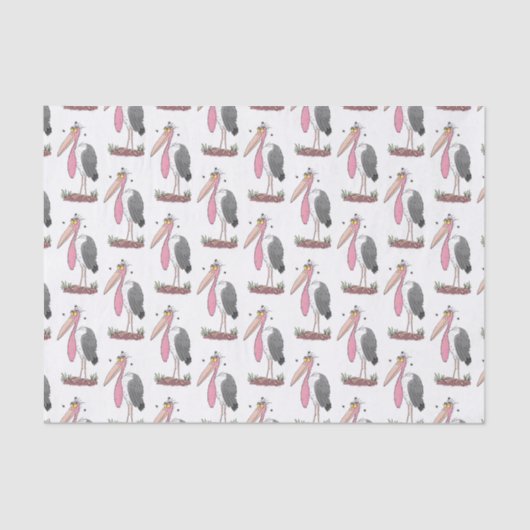 Funny marabou stork cartoon tissuepapier (Voorkant)