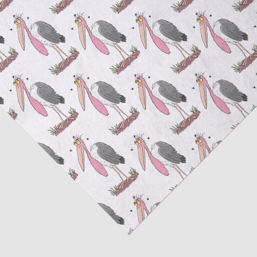 Funny marabou stork cartoon tissuepapier (Detail)