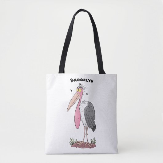 Funny marabou stork cartoon tote bag (Voorkant)