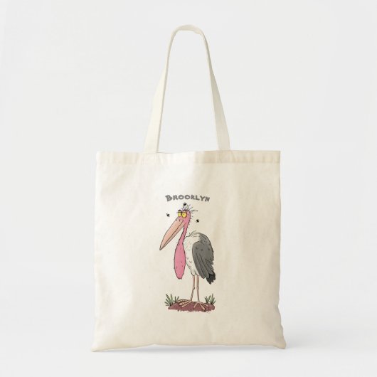 Funny marabou stork cartoon tote bag (Voorkant)