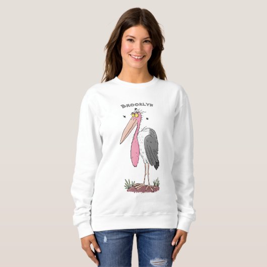 Funny marabou stork cartoon trui (Voorkant volledig)