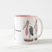 Funny marabou stork cartoon tweekleurige koffiemok (Voorkant rechts)
