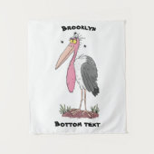 Funny marabou stork cartoon wandkleed (Voorkant)