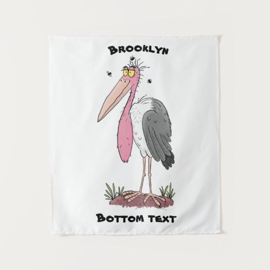 Funny marabou stork cartoon wandkleed (Voorkant)