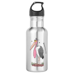 Funny marabou stork cartoon waterfles