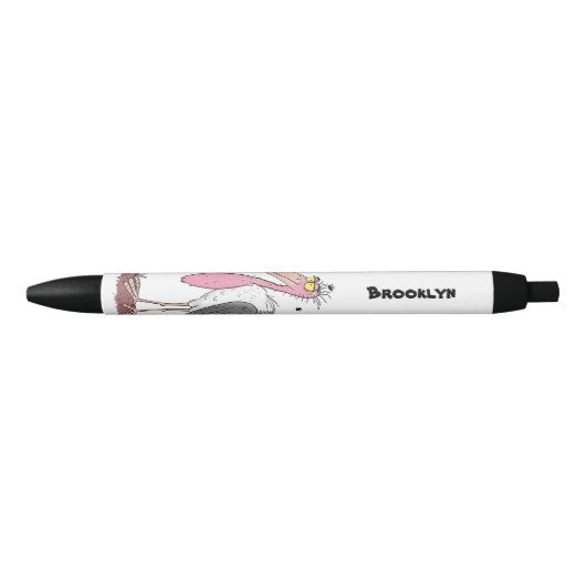 Funny marabou stork cartoon zwarte inkt pen (Voorkant)