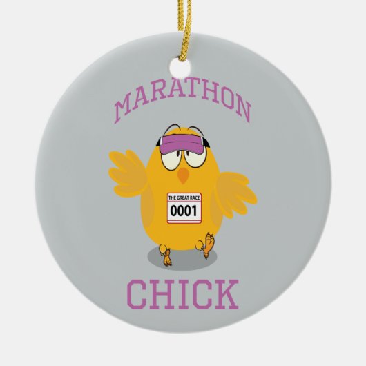 Funny Marathon Chick Keramisch Ornament (Voorkant)