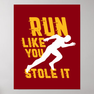 Funny Marathon met Jogging Workout-oefening Poster