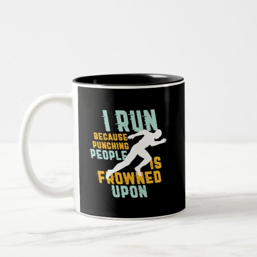 Funny Marathon met Jogging Workout-oefening Tweekleurige Koffiemok (Links)