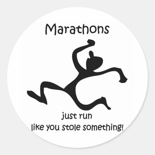 Funny marathon ronde sticker (Voorkant)