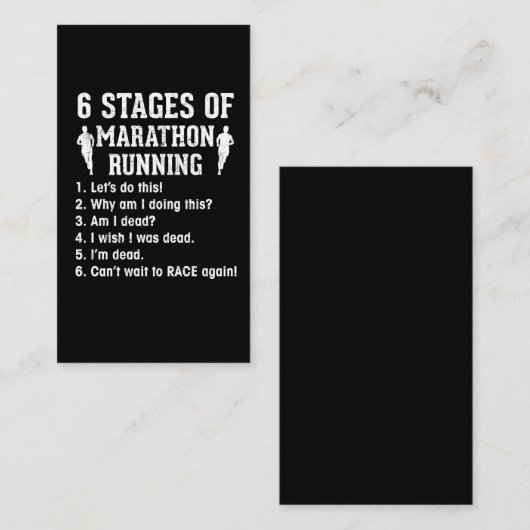 Funny Marathon Runner Quote Athlete Visitekaartje (Voorkant / Achterkant)