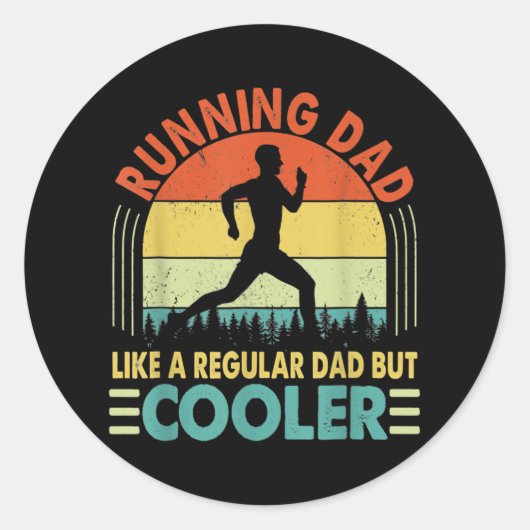 Funny Marathon Runner Vaderdag Ronde Sticker (Voorkant)