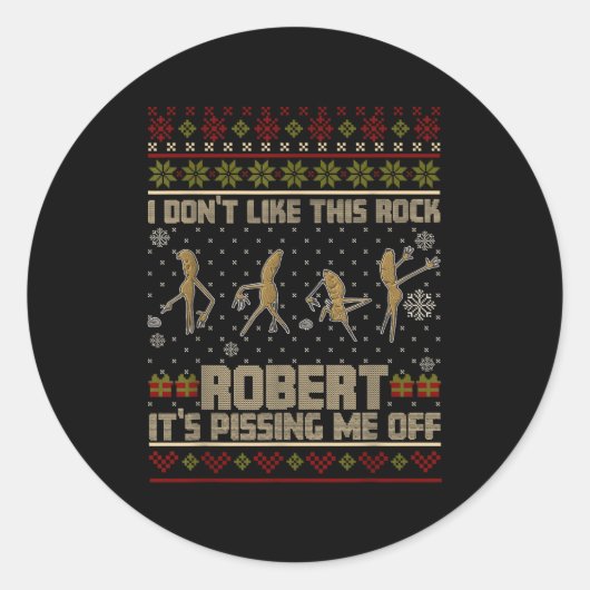 Funny Marcus The Worm I Don't Like This Rock Ugly  Ronde Sticker (Voorkant)