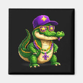 Funny Mardi Gras Alligator Beads Carnival Celebrat Magneet (Voorkant)