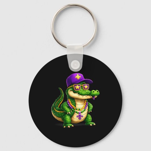 Funny Mardi Gras Alligator Beads Carnival Celebrat Sleutelhanger (Voorkant)