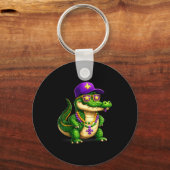 Funny Mardi Gras Alligator Beads Carnival Celebrat Sleutelhanger (Voorkant)